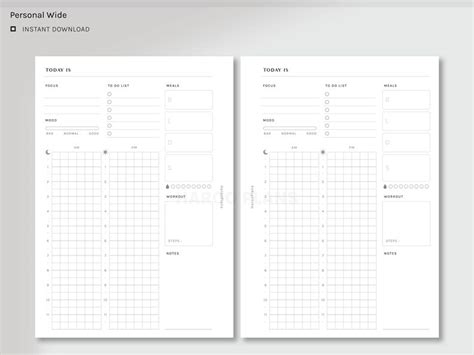 Daily Wellness Planner Personal Wide Printable Inserts Day Etsy