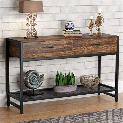 Tribesigns Sofa Console Table With Drawers Vintage Industrial Entry Table Industrial Entry