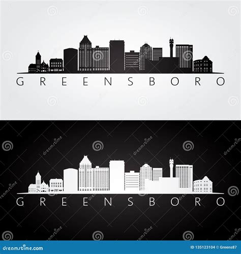 Greensboro USA Skyline And Landmarks Silhouette Vector Illustration ...