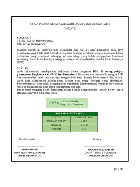 Kerja Projek Kssm Asas Sains Komputer Tingkatan 3 Pdf