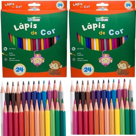 Lapis De Cor Cores Redondo Leo Leo Volta As Aulas Escolar Shopee