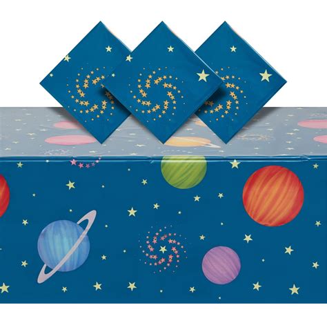 3 Pack Plastic Outer Space Tablecloths, Disposable Planets Table Covers ...