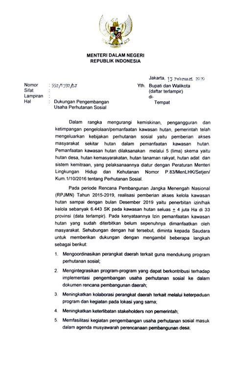 Surat Mendagri No 5521392sj Tentang Dukungan Pengembangan Usaha Pe