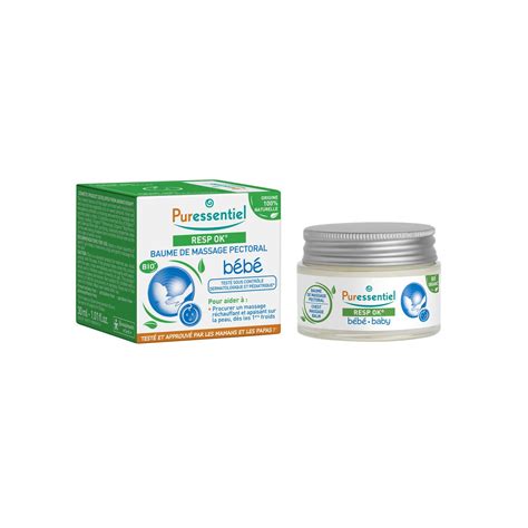 Baume De Massage Pectoral Bébé Resp Ok PURESSENTIEL le pot de 30mL à