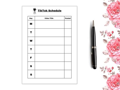 Printable Tiktok Schedule Social Media Planner Printable Etsy India