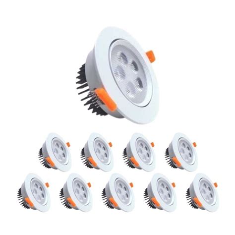 Spot Led Encastrable 5w 80° Orientable Rond Pack De 10 Blanc Chaud