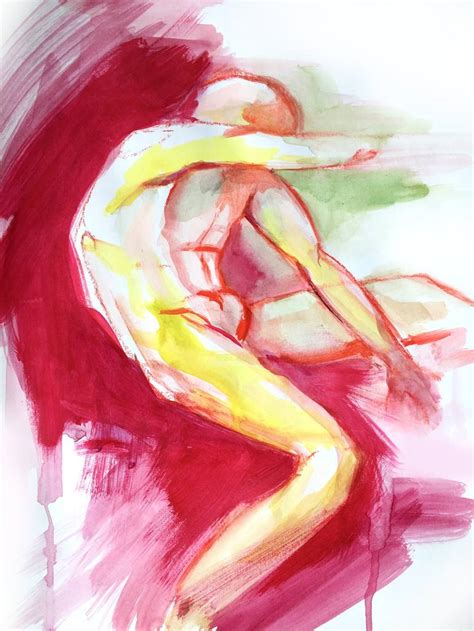 Original Painting Watercolor Artwork Gay Art Original Drawing Male Nude Drawing Male Nude