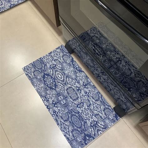 Kit Tapetes E Passadeira Azul Marfim Pe As Para Cozinha Elo