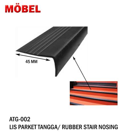 Jual Pengaman Step Nosing List Tangga Karet Anti Slip Hitam Polos