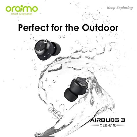 Oraimo Earbuds Waterproof Tws Black Wireless Earphone Bluetooth Bass