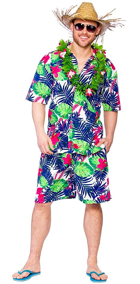 Hawaiian Beach Mens Fancy Dress Tropical Hawaii Luau Hula Adults