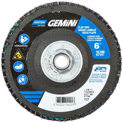 Airgas Nor66623399221 Norton® Gemini 6 X 58 11 P80 Grit Type 27 Flap Disc