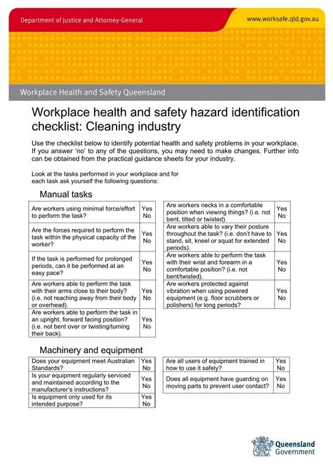 Hazard Identification Checklist Template