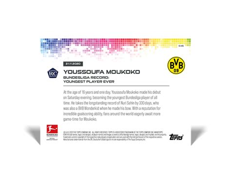 Youssoufa Moukoko Topps Now Bundesliga Card Rc Borussia