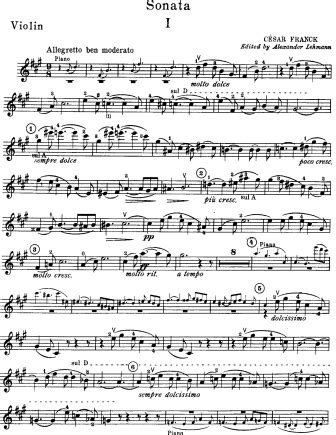 Violin Sonata In A Major C Sar Franck Free Violin Sheet Music