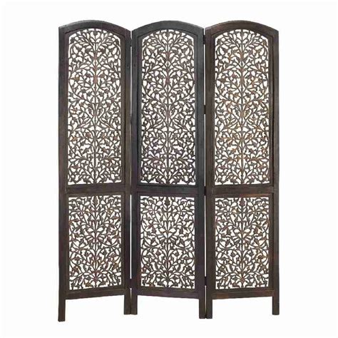 Shop Woodland Imports 3 Panel Dark Walnut Wood Folding Indoor Privacy