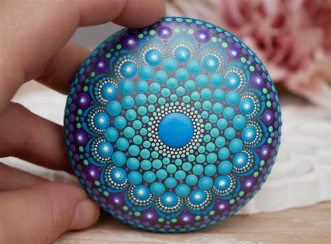 Mandala Stone Hand Painted Dot Art Painted Stone Mandala Stone