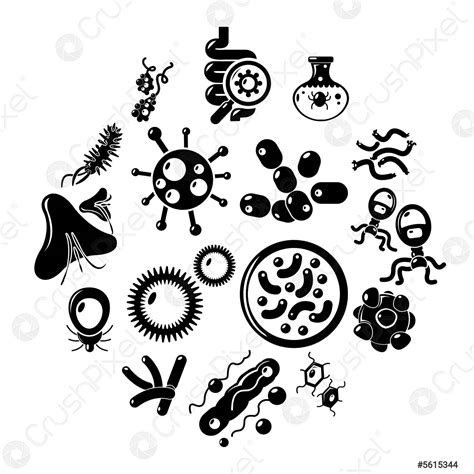 Virus Bacteria Icons Set Simple Style Stock Vector 5615344 Crushpixel