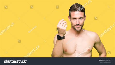 Handsome Shirtless Man Showing Nude Chest Stock Photo Shutterstock