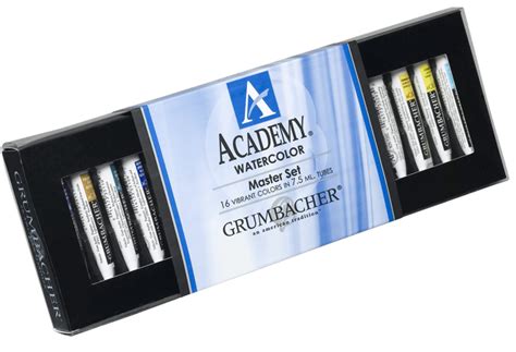 Grumbacher Academy Watercolor Set Of 16 Tubes 7 5ml Rex Art Supplies