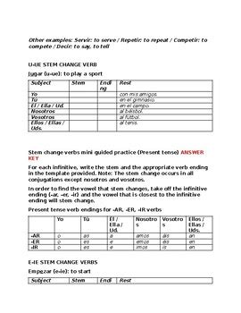 Stem Change Verbs Mini Guided Practice Present Tense By Kunal Patel