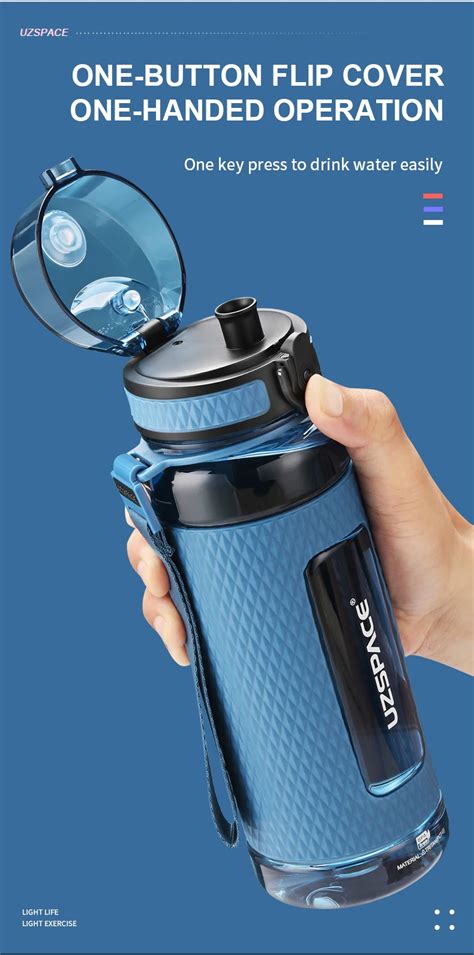 Uzspace Popular 520ml High Quality Bpa Free Tritan Plastic Water Bottle With Strap 1 Clip Clock