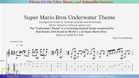 For Acoustic Fingerstyle Guitar With Free Tabs Sheet Super Mario Bros Underwater Theme Youtube