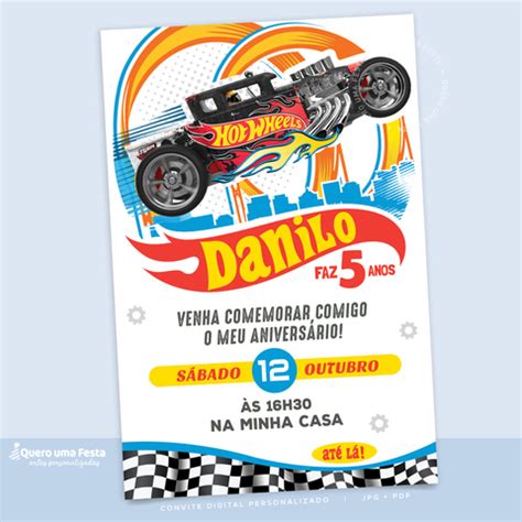 Convite Anivers Rio Hot Wheels Digital
