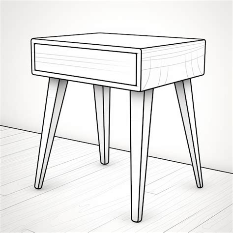 Premium Ai Image Black And White Line Work Rustic Bedside Table Drawing