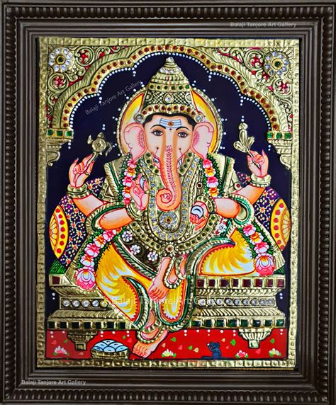 Ganesha Semi Embossing Tanjore Paintings Balaji Art Gallery