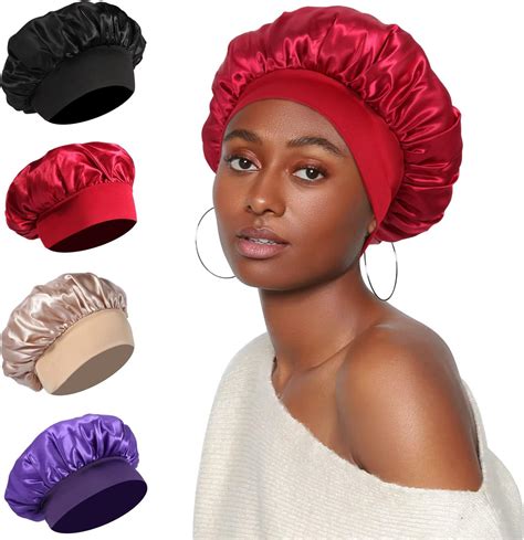 Amazon 4Pcs Satin Bonnet Silk Bonnet Hair Bonnet For Sleeping