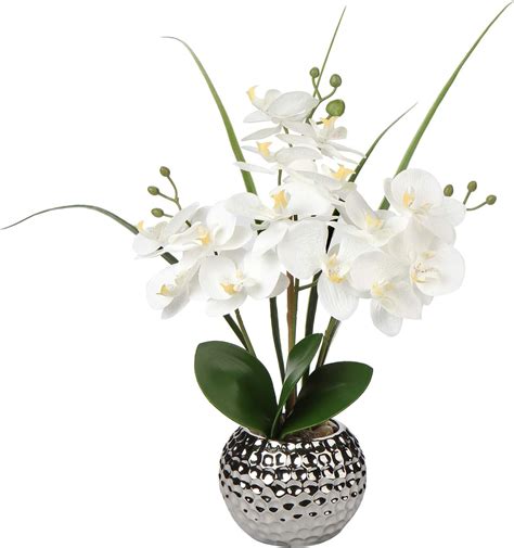 Briful Artificial Orchid Plants White Orchid Real Touch Flowers