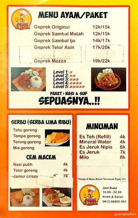 Contoh Daftar Menu Ayam Geprek 54 Koleksi Gambar