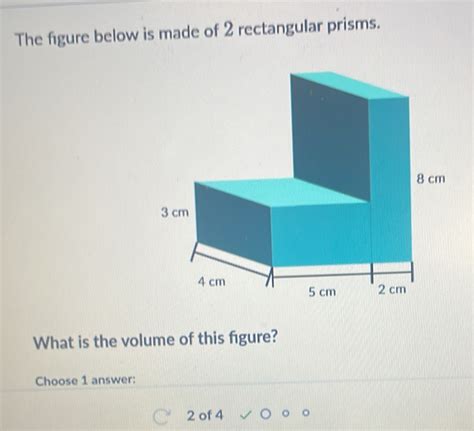 Solved The Figure Below Is Made Of 2 Rectangular Prisms What Is The