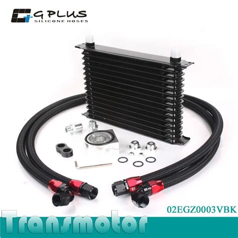 Universal 15 Row Jdm Engine Oil Cooler Kit Sandwich Plate An10 Oil Lines Kit 0003v Jdm