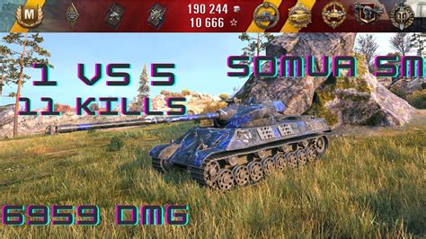 WoT Ace Tanker Somua SM Kolobanov S Medal 11 KILLS 6959 DMG