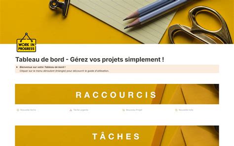 Modèle Tableau de bord Gérez vos projets simplement Marketplace