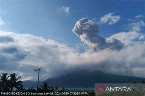 Badan Geologi Warga Empat Desa Waspada Debu Vulkanik Gunung Lewotobi