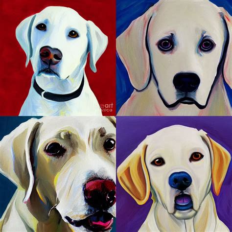 White Labrador Retriever Face Excited Painting Style Stable