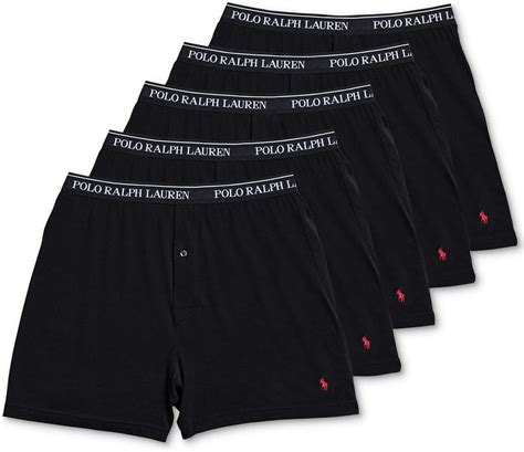Ralph Lauren Polo Classic Fit Knit Boxers 5 Pack Black Black L