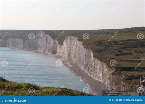 Ariel View of the Seven Sisters Chalk Cliffs in Sussex. Stock Photo ...