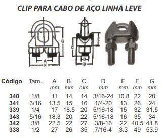 Clip para Cabo de Aço Inox 316 Linha Leve Kamell Grampo Clip para