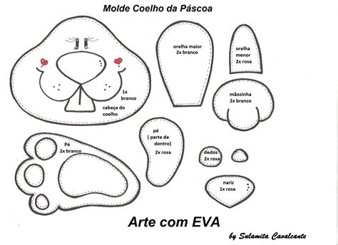 15 moldes de coelhos da Páscoa em EVA Nossa Páscoa