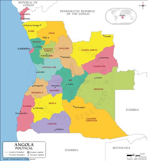 Angola Province Map Angola Political Map