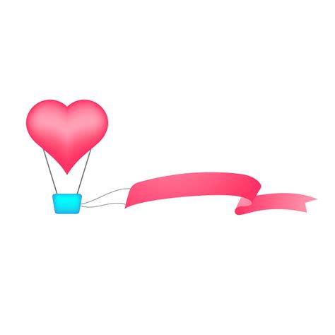 Heart Shape Hot Air Balloon With Blank Ribbon Vector Art At Vecteezy