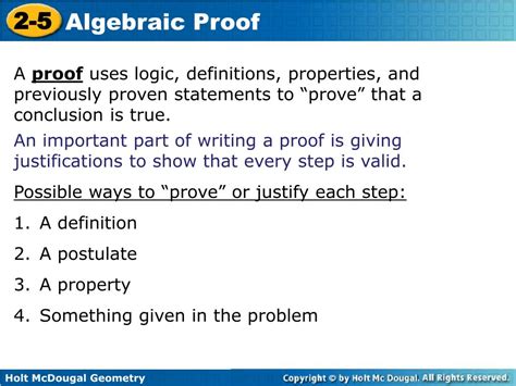 Ppt Review Properties Of Equality And Use Them To Write Algebraic Proofs Powerpoint