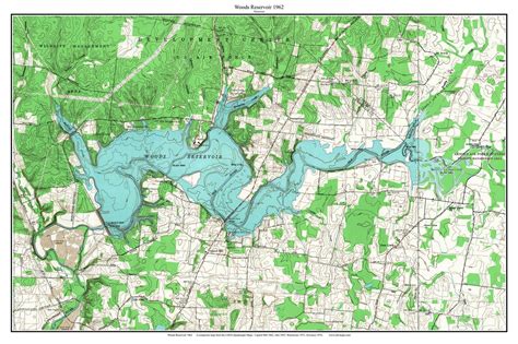 Woods Reservoir 1962 Old Map Topo Custom Composite Usgs Etsy