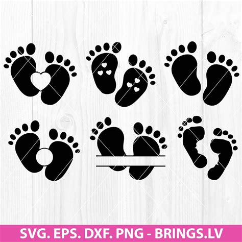 Baby Feet Svg Bundle Baby Footprints Svg Baby Cut File Png Dxf Eps