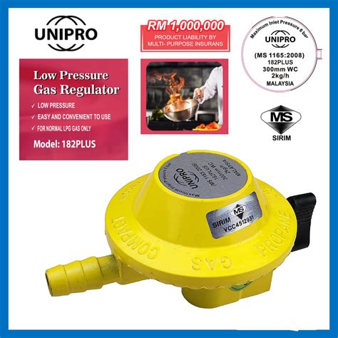 Unipro Plus Sirim Lpg Low Pressure Gas Regulator Gas Cylinder Head