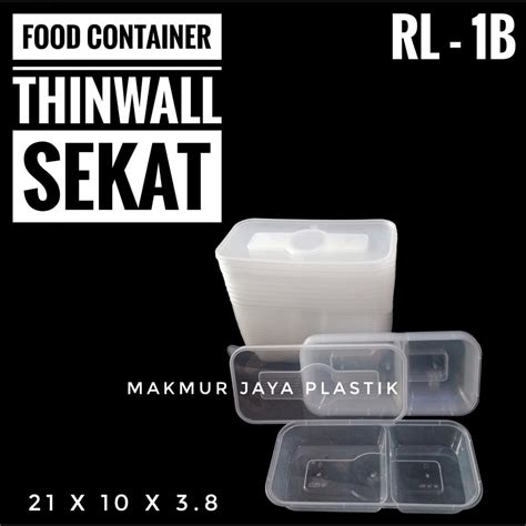 Jual KOTAK KEMASAN FOOD CONTAINER THINWALL SEKAT PERSEGI PANJANG UKURAN